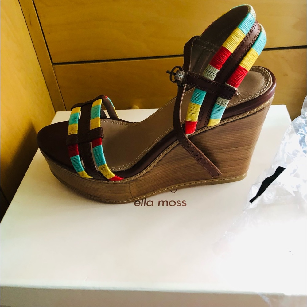 NEW Ella Moss platform wedge heels sandals, size 9 M.